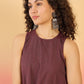 InWeave Wine Kantha R Neck W/S Dress - Swadesiicart