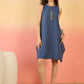 InWeave Blue Kantha R Neck W/S Dress - Swadesiicart
