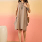 InWeave Light Brown Kantha R Neck W/S Dress - Swadesiicart
