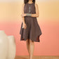 InWeave Dark Brown Kantha R Neck W/S Dress - Swadesiicart