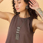 InWeave Dark Brown Kantha R Neck W/S Dress - Swadesiicart