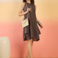 InWeave Dark Brown Kantha R Neck W/S Dress - Swadesiicart