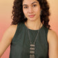 InWeave Dark Green Kantha R Neck W/S Dress - Swadesiicart