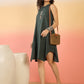 InWeave Dark Green Kantha R Neck W/S Dress - Swadesiicart