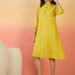 InWeave Yellow Kantha Mandarin Button Dress - Swadesiicart