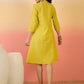 InWeave Yellow Kantha Mandarin Button Dress - Swadesiicart