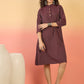 InWeave Wine Kantha Mandarin Button Dress - Swadesiicart