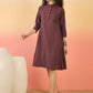 InWeave Wine Kantha Mandarin Button Dress - Swadesiicart