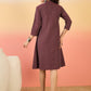 InWeave Wine Kantha Mandarin Button Dress - Swadesiicart
