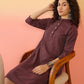 InWeave Wine Kantha Mandarin Button Dress - Swadesiicart