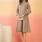 InWeave Light Brown Kantha Mandarin Button Dress - Swadesiicart