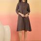 InWeave Dark Brown Kantha Mandarin Button Dress - Swadesiicart