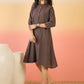 InWeave Dark Brown Kantha Mandarin Button Dress - Swadesiicart