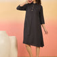 InWeave Black Kantha Mandarin Button Dress - Swadesiicart