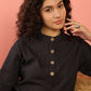 InWeave Black Kantha Mandarin Button Dress - Swadesiicart