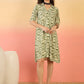 InWeave Mehandi Green Moroccan Collar Dress - Swadesiicart