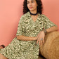 InWeave Mehandi Green Moroccan Collar Dress - Swadesiicart