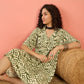 InWeave Mehandi Green Moroccan Collar Dress - Swadesiicart