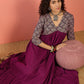 InWeave Wine Ogee Foil V Neck Teared Dress - Swadesiicart