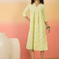 InWeave Green White Rubber Print Flared Dress - Swadesiicart