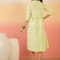 InWeave Green White Rubber Print Flared Dress - Swadesiicart