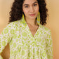 InWeave Green White Rubber Print Flared Dress - Swadesiicart