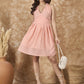 InWeave Peach Georgette Backless Dress - Swadesiicart