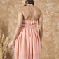 InWeave Peach Georgette Backless Dress - Swadesiicart