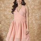 InWeave Peach Georgette Backless Dress - Swadesiicart