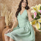 InWeave Mint Green Georgette Backless Dress - Swadesiicart