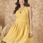 InWeave Yellow Georgette Backless Dress - Swadesiicart