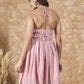 InWeave Light Pink Georgette Backless Dress - Swadesiicart