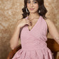 InWeave Light Pink Georgette Backless Dress - Swadesiicart