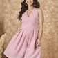 InWeave Light Pink Georgette Backless Dress - Swadesiicart
