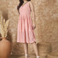 InWeave Peach Georgette Sweetheart Dress - Swadesiicart