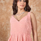 InWeave Peach Georgette Sweetheart Dress - Swadesiicart