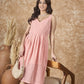 InWeave Peach Georgette Sweetheart Dress - Swadesiicart