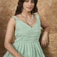 InWeave Mint Green Georgette Sweetheart Dress - Swadesiicart
