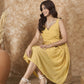 InWeave Yellow Georgette Sweetheart Dress - Swadesiicart