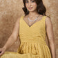 InWeave Yellow Georgette Sweetheart Dress - Swadesiicart