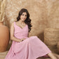 InWeave Light Pink Georgette Sweetheart Dress - Swadesiicart