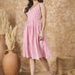InWeave Light Pink Georgette Sweetheart Dress - Swadesiicart