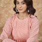 InWeave Peach Georgette R Neck Dress - Swadesiicart
