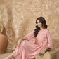 InWeave Peach Georgette R Neck Dress - Swadesiicart