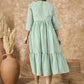 InWeave Mint Green Georgette R Neck Dress - Swadesiicart