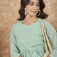 InWeave Mint Green Georgette R Neck Dress - Swadesiicart