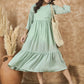 InWeave Mint Green Georgette R Neck Dress - Swadesiicart