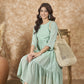 InWeave Mint Green Georgette R Neck Dress - Swadesiicart
