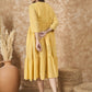 InWeave Yellow Georgette R Neck Dress - Swadesiicart