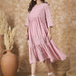 InWeave Light Pink Georgette R Neck Dress - Swadesiicart
